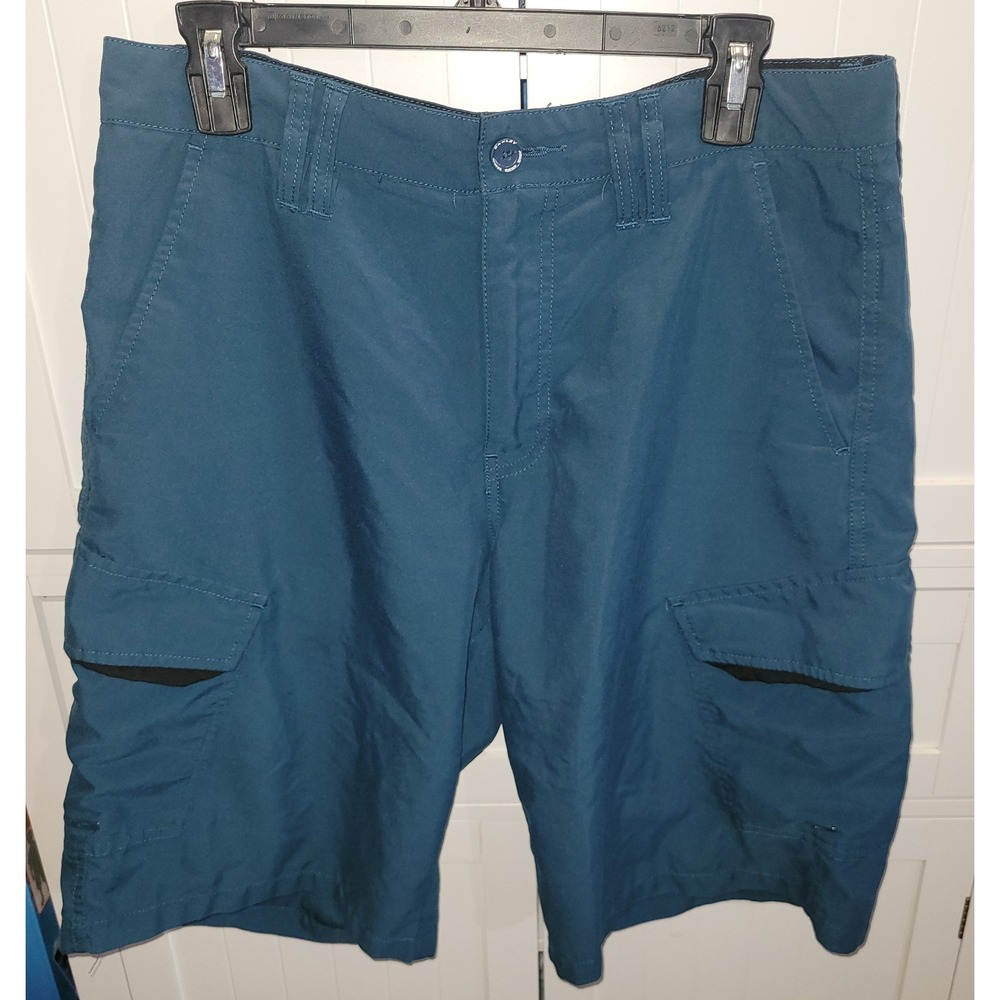 Oakley Mens Loose Fit Cargo Shorts Teal Blue Size 32 Outdoor Hiking Utility